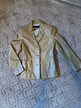 Kenneth Cole Women's Light Tan Leather Blazer